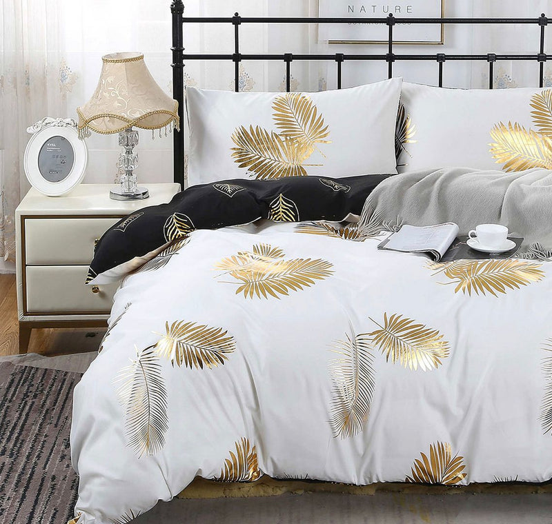 Reversible Design Leaves Queen Size Bed Quilt/Doona/Duvet Cover Set - Bedzy Australia (ABN 18 642 972 209) - Home & Garden > Bedding - Cheap affordable bedroom furniture shop near me Australia