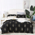 Reversible Design Queen Size Black Gold Duvet Doona Quilt Cover Set