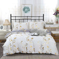 Reversible Design Queen Size White Duvet Doona Quilt Cover Set