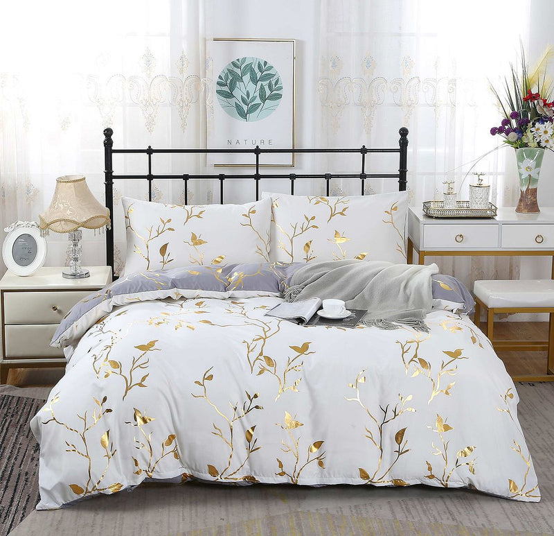 Reversible Design Queen Size White Duvet Doona Quilt Cover Set - Home & Garden > Bedding - Bedzy Australia