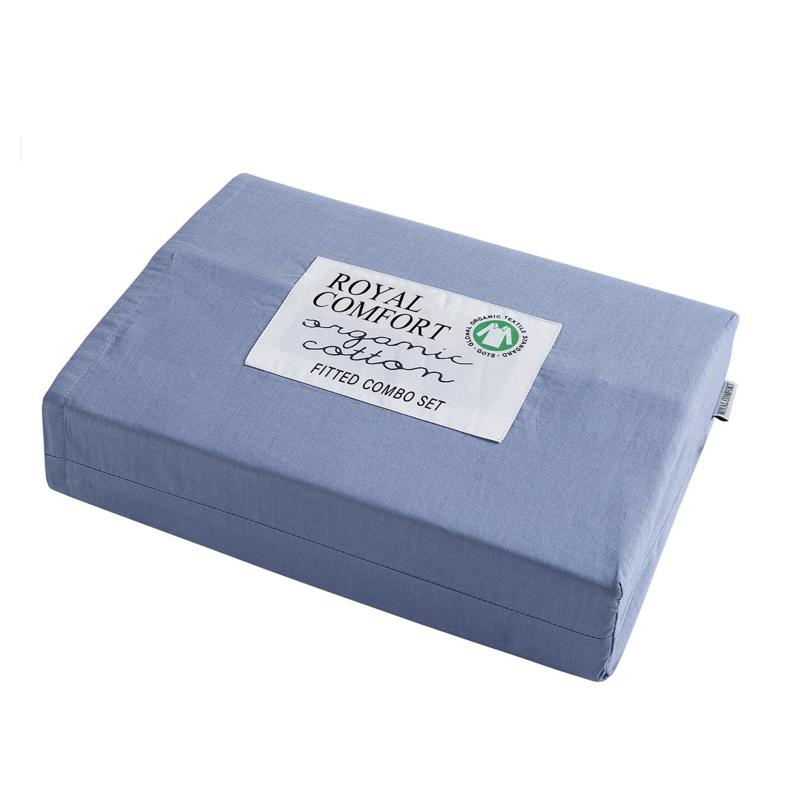 Royal Comfort 100% Organic Cotton Sheet Set 3 Piece Luxury 250 Thread Count King Indigo - Bedzy Australia