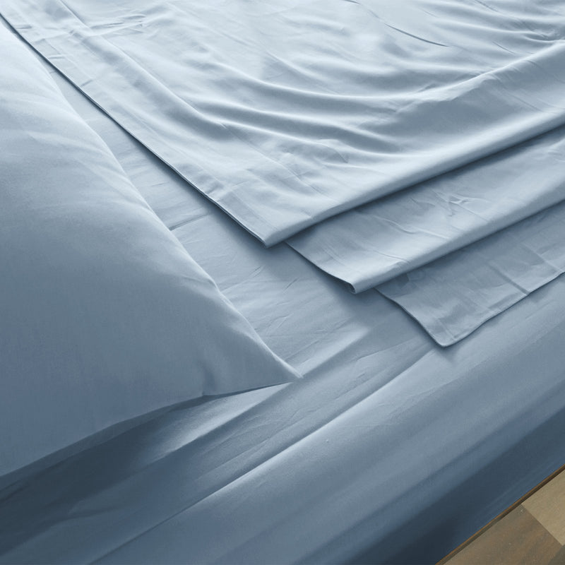 Royal Comfort 1000 Thread Count Bamboo Cotton Sheet and Quilt Cover Complete Set King Blue Fog - Bedzy Australia