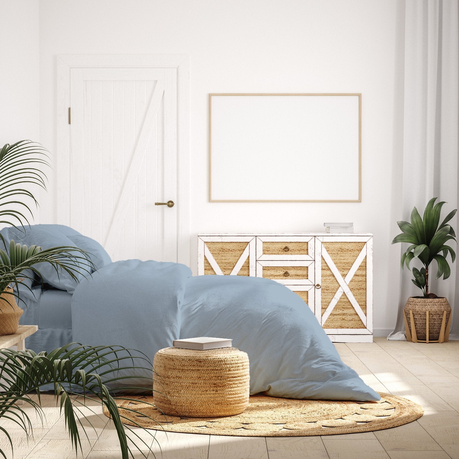 Royal Comfort 1000 Thread Count Bamboo Cotton Sheet and Quilt Cover Complete Set King Blue Fog - Bedzy Australia
