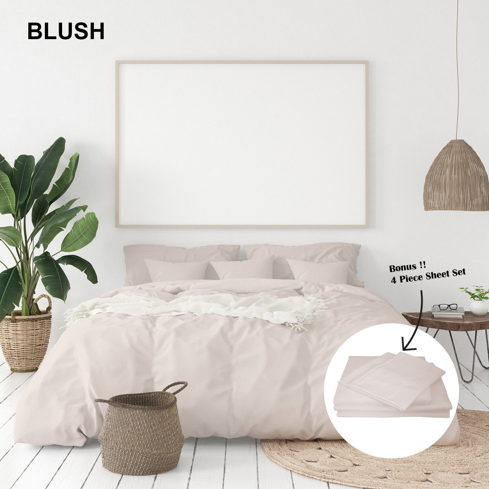 Royal Comfort 1000 Thread Count Bamboo Cotton Sheet and Quilt Cover Complete Set King Blush - Bedzy Australia