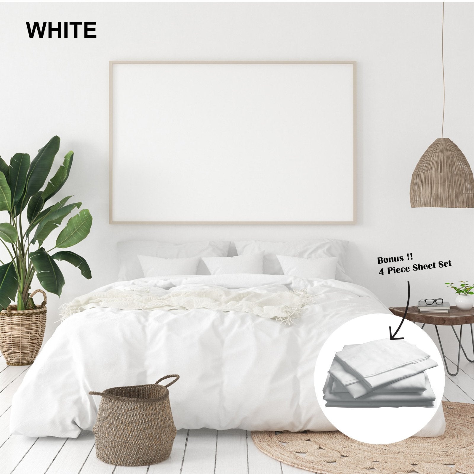 Royal Comfort 1000 Thread Count Bamboo Cotton Sheet and Quilt Cover Complete Set King White - Bedzy Australia