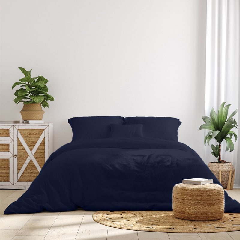 Royal Comfort 1000 Thread Count Bamboo Cotton Sheet and Quilt Cover Complete Set Queen Charcoal - Bedzy Australia