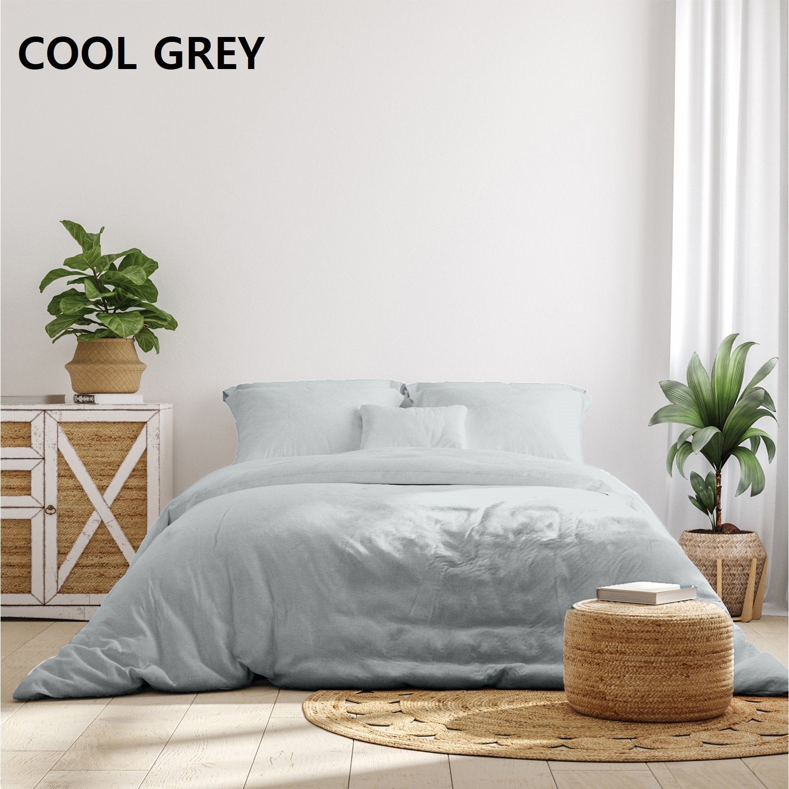 Royal Comfort 1000 Thread Count Bamboo Cotton Sheet and Quilt Cover Complete Set Queen Cool Grey - Bedzy Australia