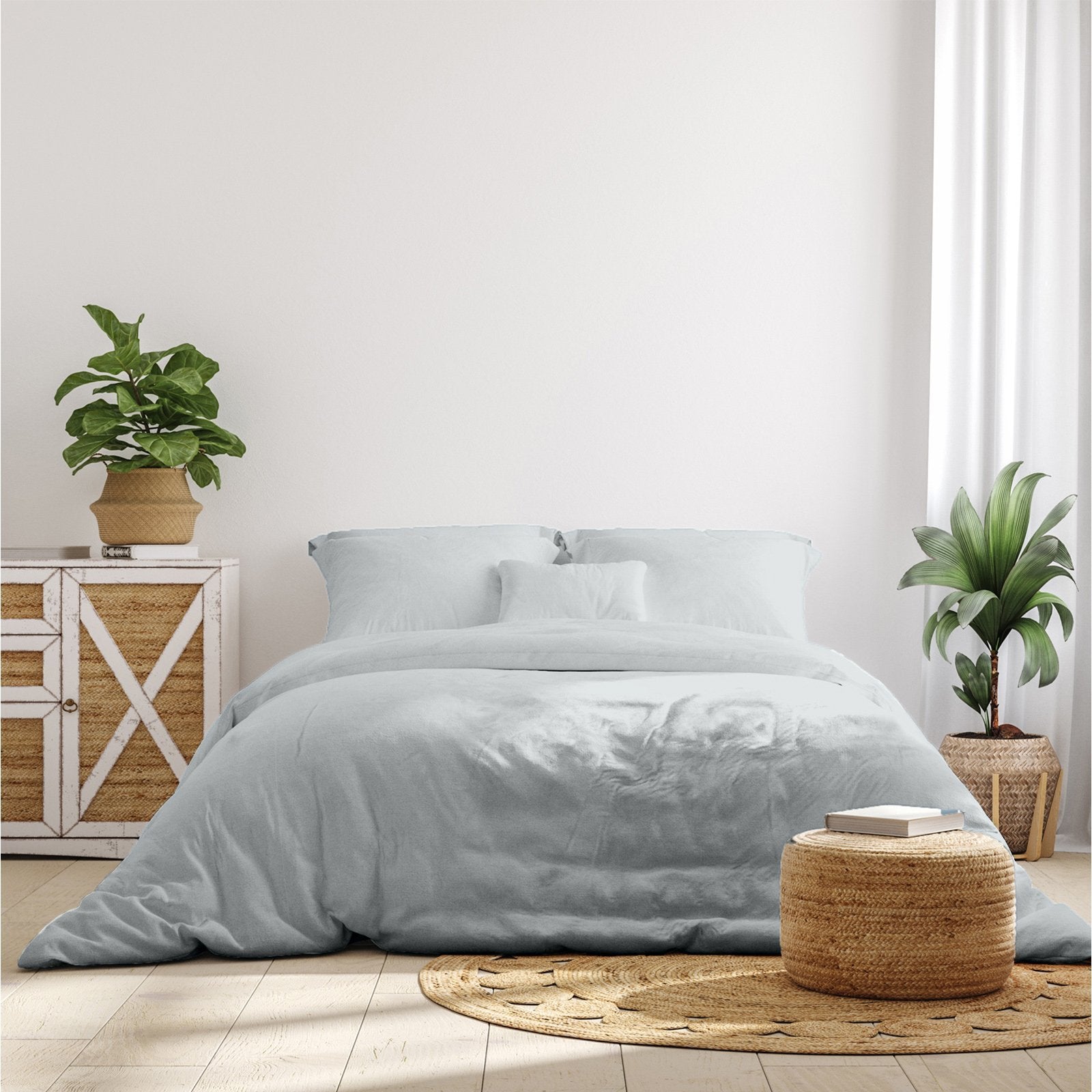 Royal Comfort 1000 Thread Count Bamboo Cotton Sheet and Quilt Cover Complete Set Queen Cool Grey - Bedzy Australia