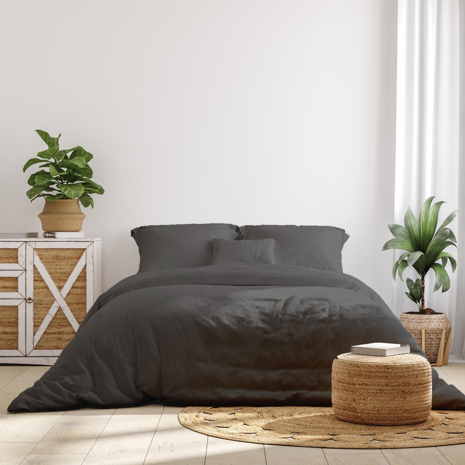 Royal Comfort 1000 Thread Count Bamboo Cotton Sheet and Quilt Cover Complete Set Queen Pewter - Bedzy Australia