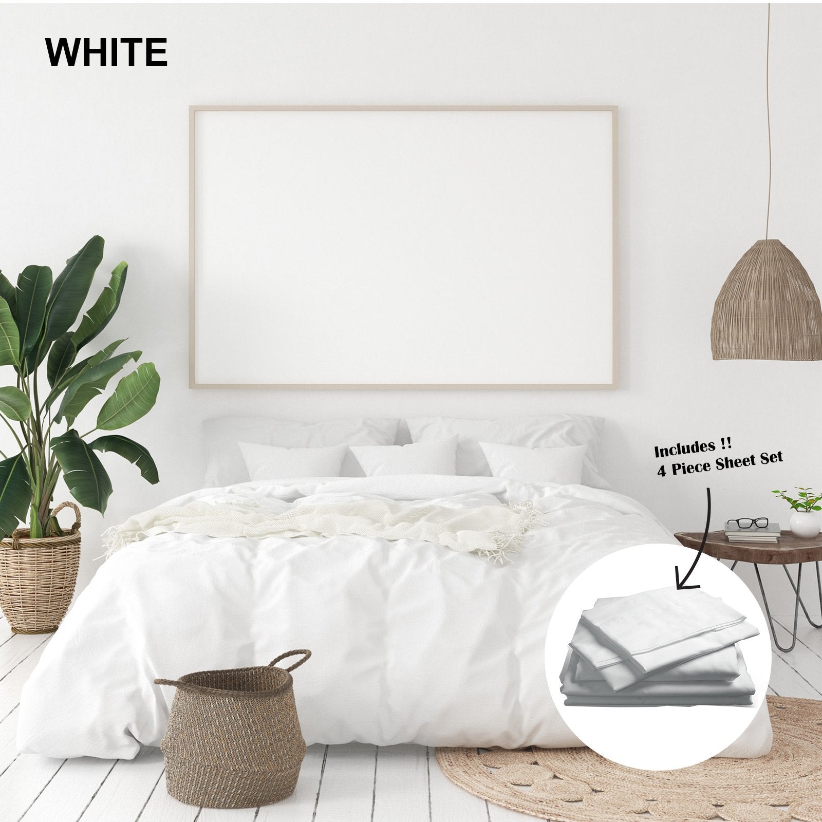 Royal Comfort 1000 Thread Count Bamboo Cotton Sheet and Quilt Cover Complete Set Queen White - Bedzy Australia