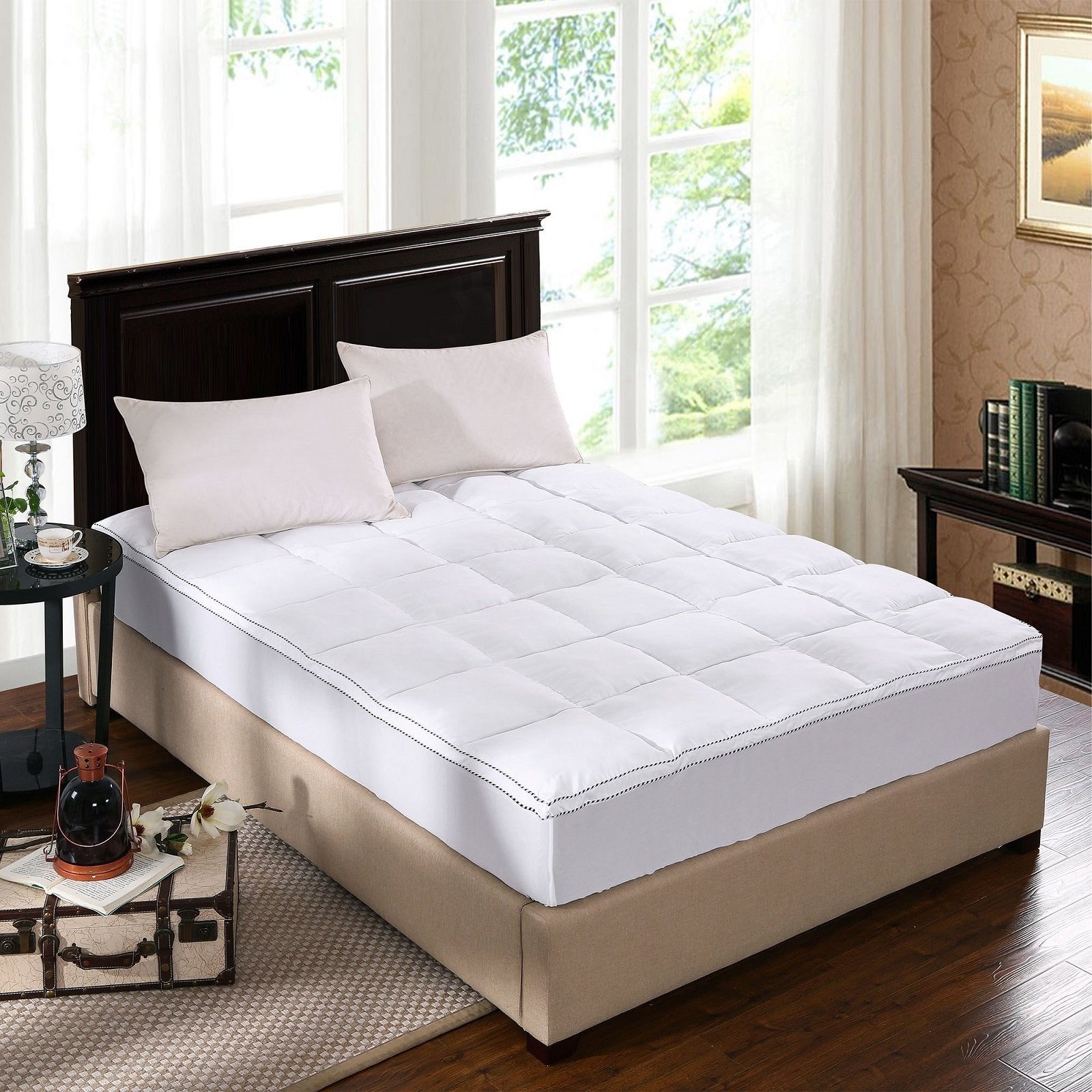 Royal Comfort 1000GSM Luxury Bamboo Fabric Gusset Mattress Pad Topper Cover Queen White - Bedzy Australia