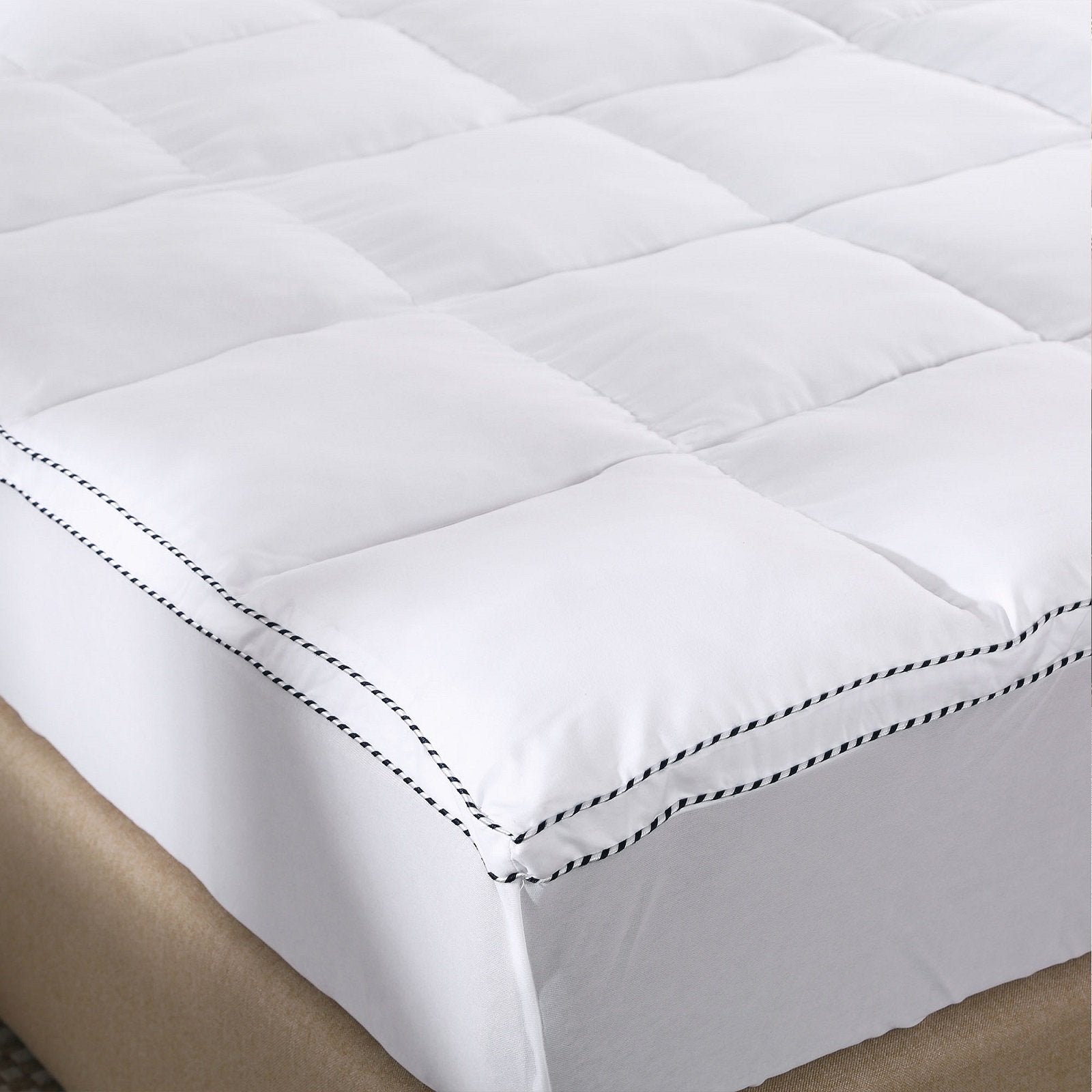 Royal Comfort 1000GSM Luxury Bamboo Fabric Gusset Mattress Pad Topper Cover Queen White - Bedzy Australia
