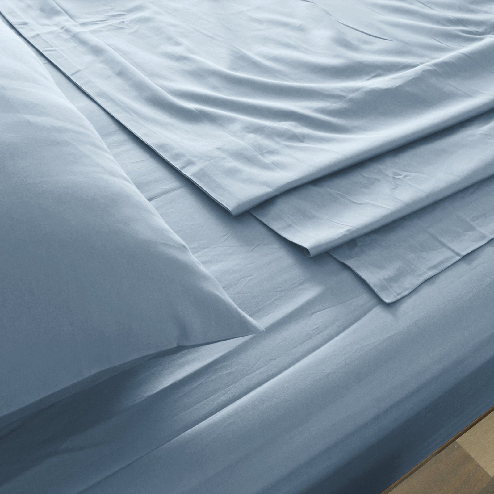 Royal Comfort 1000TC Hotel Grade Bamboo Cotton Sheets Pillowcases Set Ultrasoft Double Blue Fog - Bedzy Australia