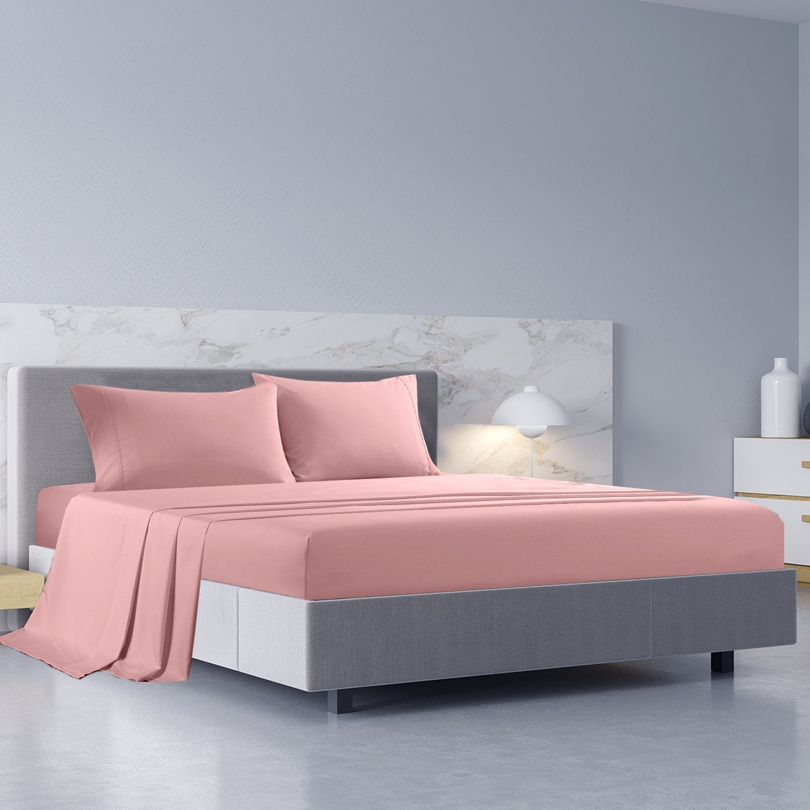 Royal Comfort 1000TC Hotel Grade Bamboo Cotton Sheets Pillowcases Set Ultrasoft King Blush - Bedzy Australia