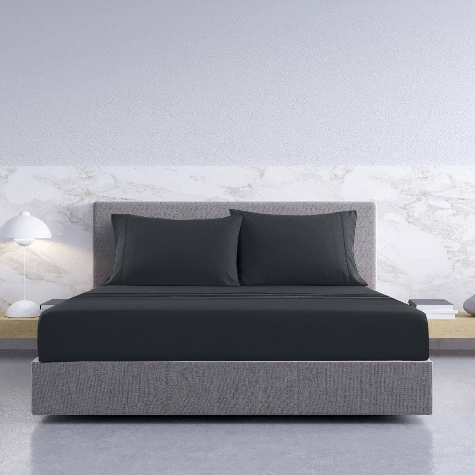 Royal Comfort 1000TC Hotel Grade Bamboo Cotton Sheets Pillowcases Set Ultrasoft King Charcoal - Bedzy Australia