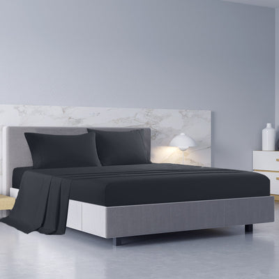 Royal Comfort 1000TC Hotel Grade Bamboo Cotton Sheets Pillowcases Set Ultrasoft King Charcoal - Bedzy Australia