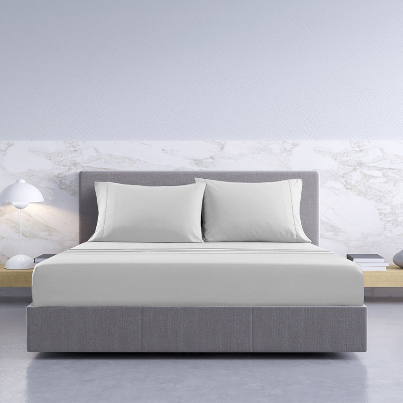 Royal Comfort 1000TC Hotel Grade Bamboo Cotton Sheets Pillowcases Set Ultrasoft King Cool Grey - Bedzy Australia