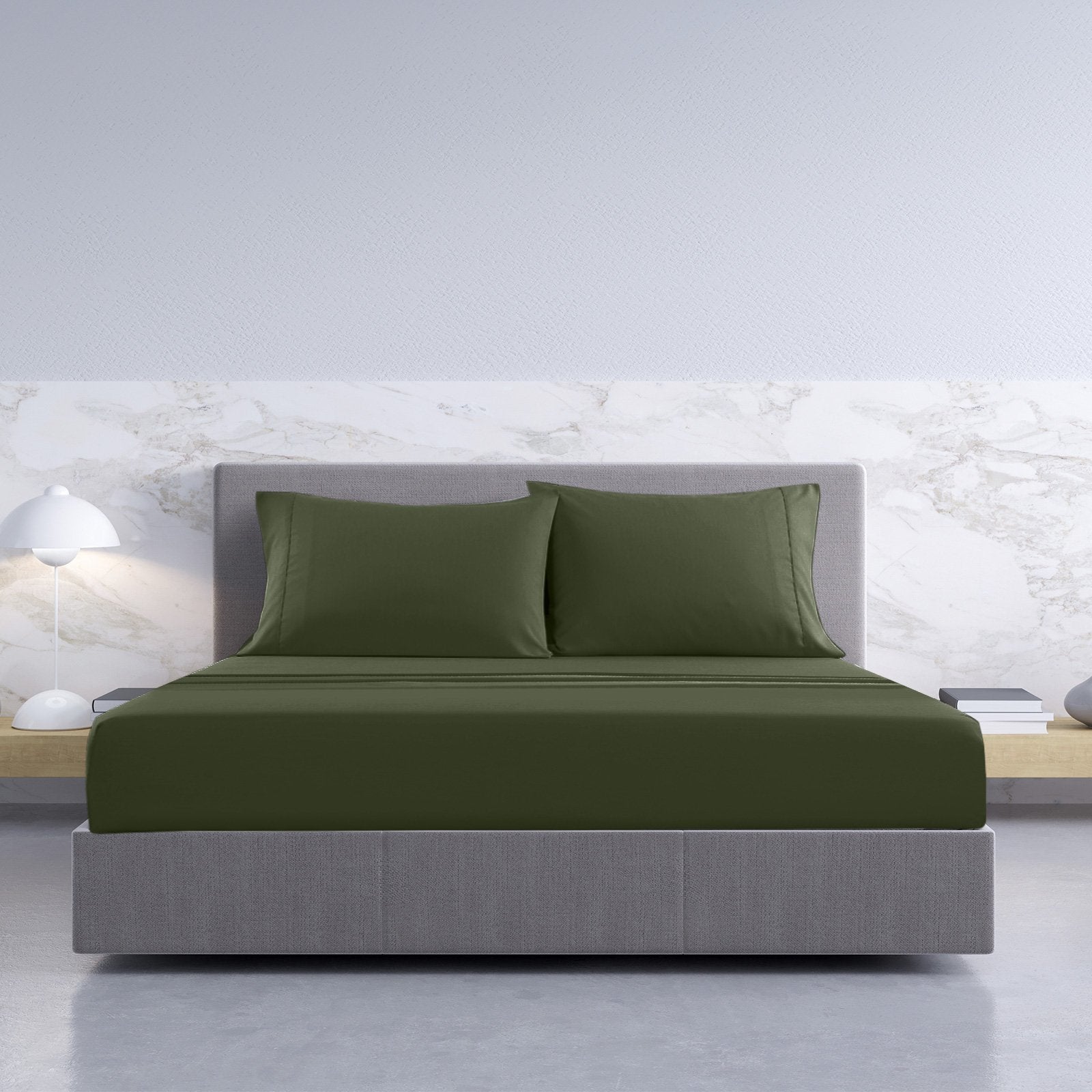 Royal Comfort 1000TC Hotel Grade Bamboo Cotton Sheets Pillowcases Set Ultrasoft King Olive - Bedzy Australia