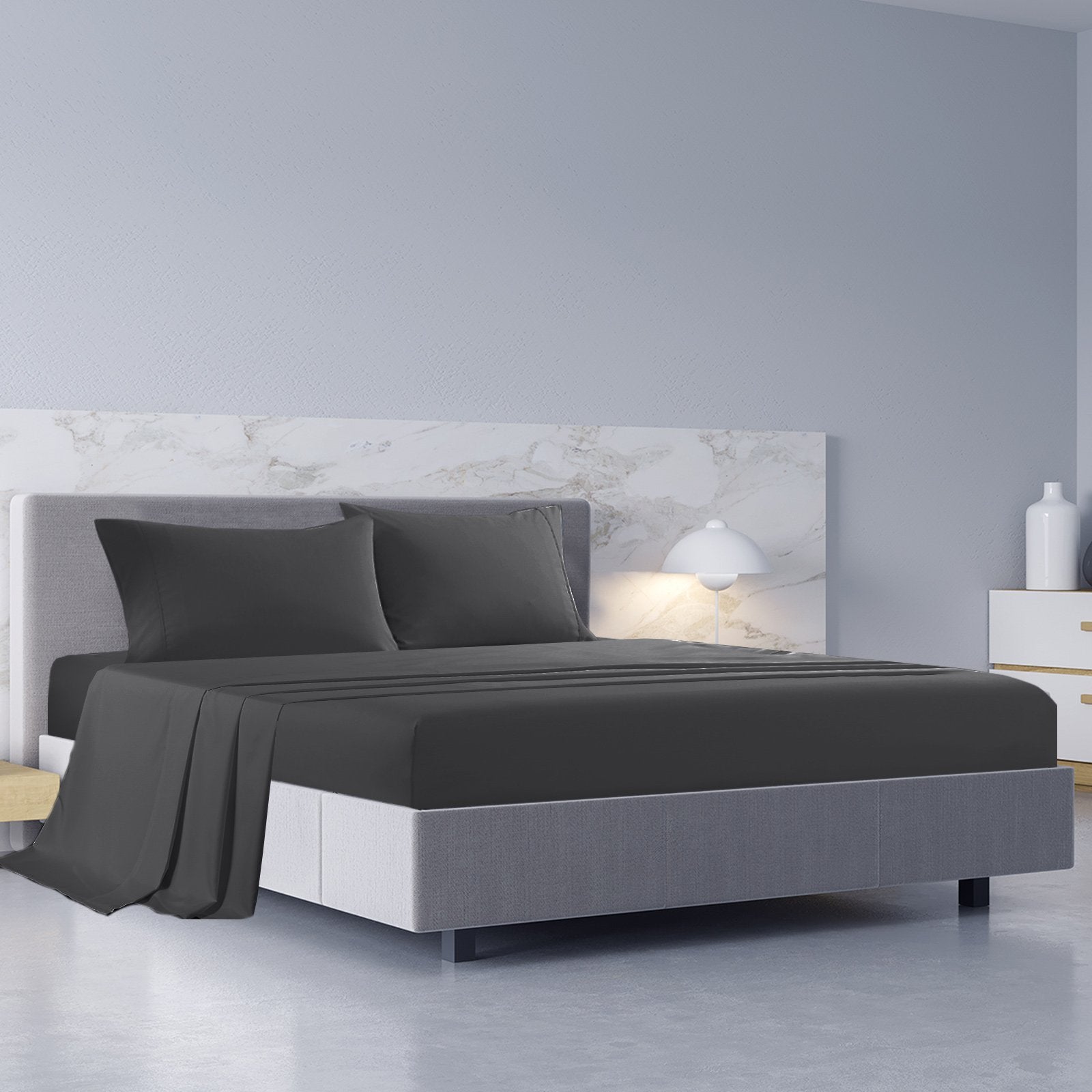 Royal Comfort 1000TC Hotel Grade Bamboo Cotton Sheets Pillowcases Set Ultrasoft King Pewter - Bedzy Australia