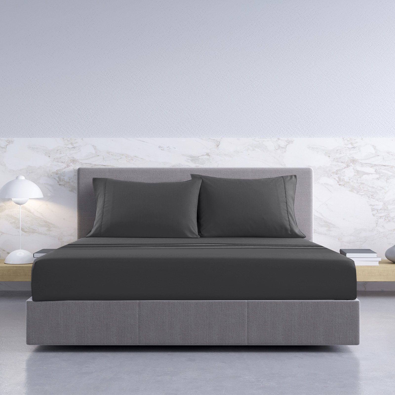 Royal Comfort 1000TC Hotel Grade Bamboo Cotton Sheets Pillowcases Set Ultrasoft King Pewter - Bedzy Australia