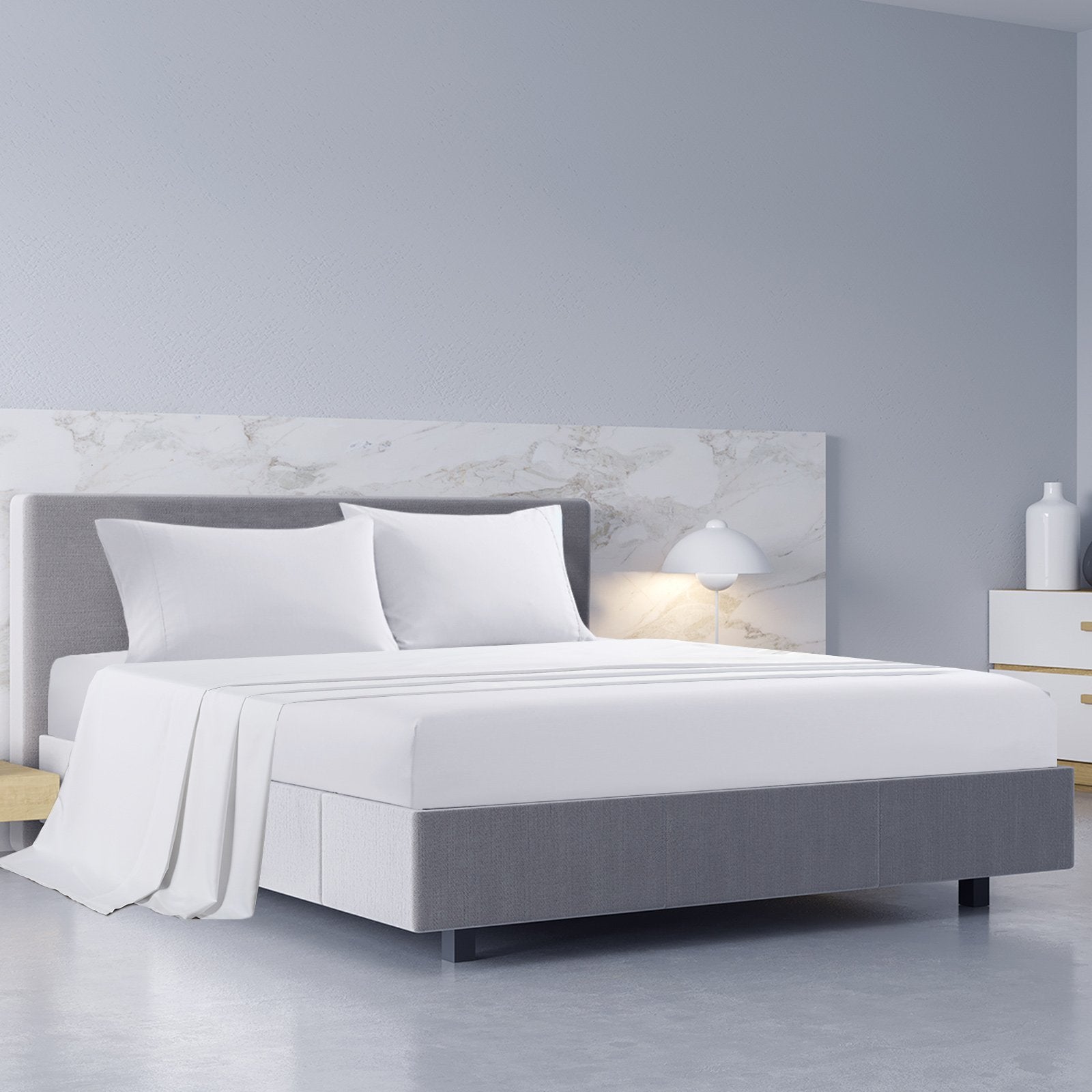 Royal Comfort 1000TC Hotel Grade Bamboo Cotton Sheets Pillowcases Set Ultrasoft King White - Bedzy Australia