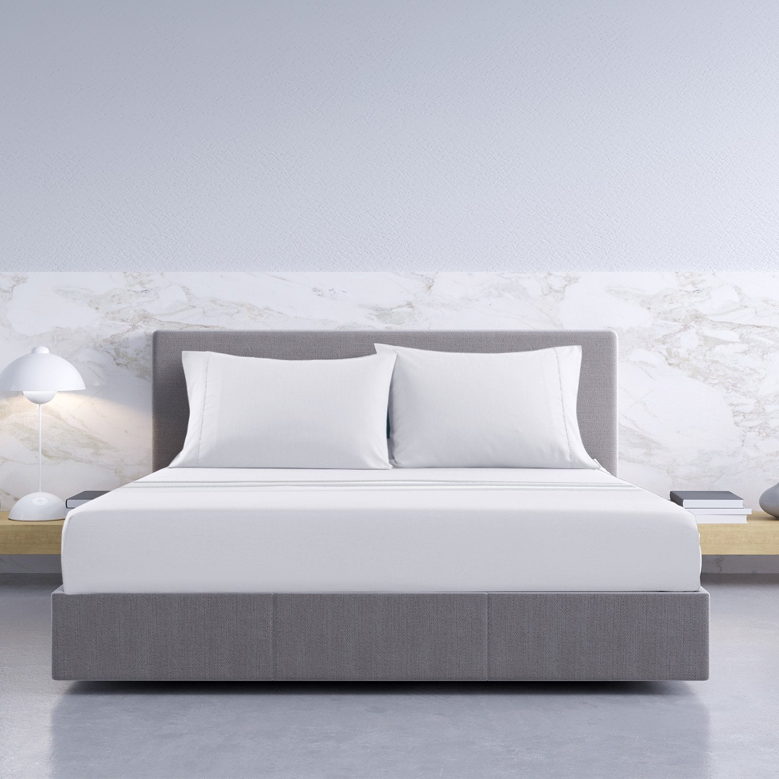 Royal Comfort 1000TC Hotel Grade Bamboo Cotton Sheets Pillowcases Set Ultrasoft King White - Bedzy Australia