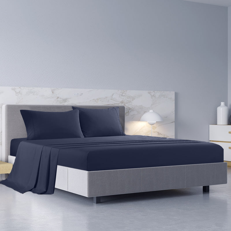 Royal Comfort 1000TC Hotel Grade Bamboo Cotton Sheets Pillowcases Set Ultrasoft Queen Royal Blue - Bedzy Australia