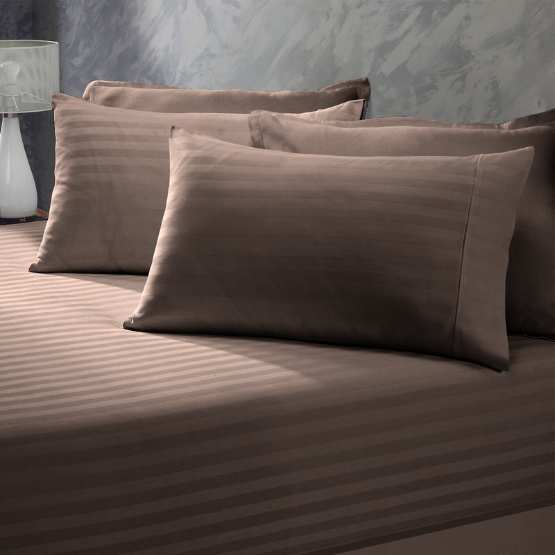 Royal Comfort 1200 Thread Count 3 Piece Combo Set 100% Egyptian Cotton Striped Double Charcoal - Bedzy Australia - Home & Garden > Bedding