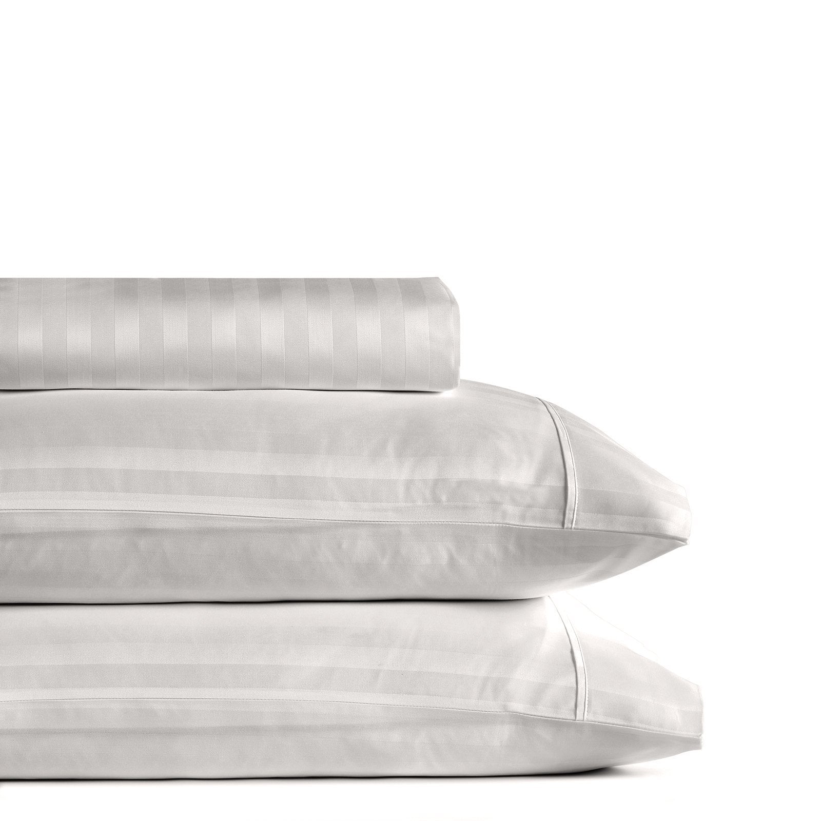 Royal Comfort 1200 Thread Count 3 Piece Combo Set 100% Egyptian Cotton Striped Double Silver - Bedzy Australia