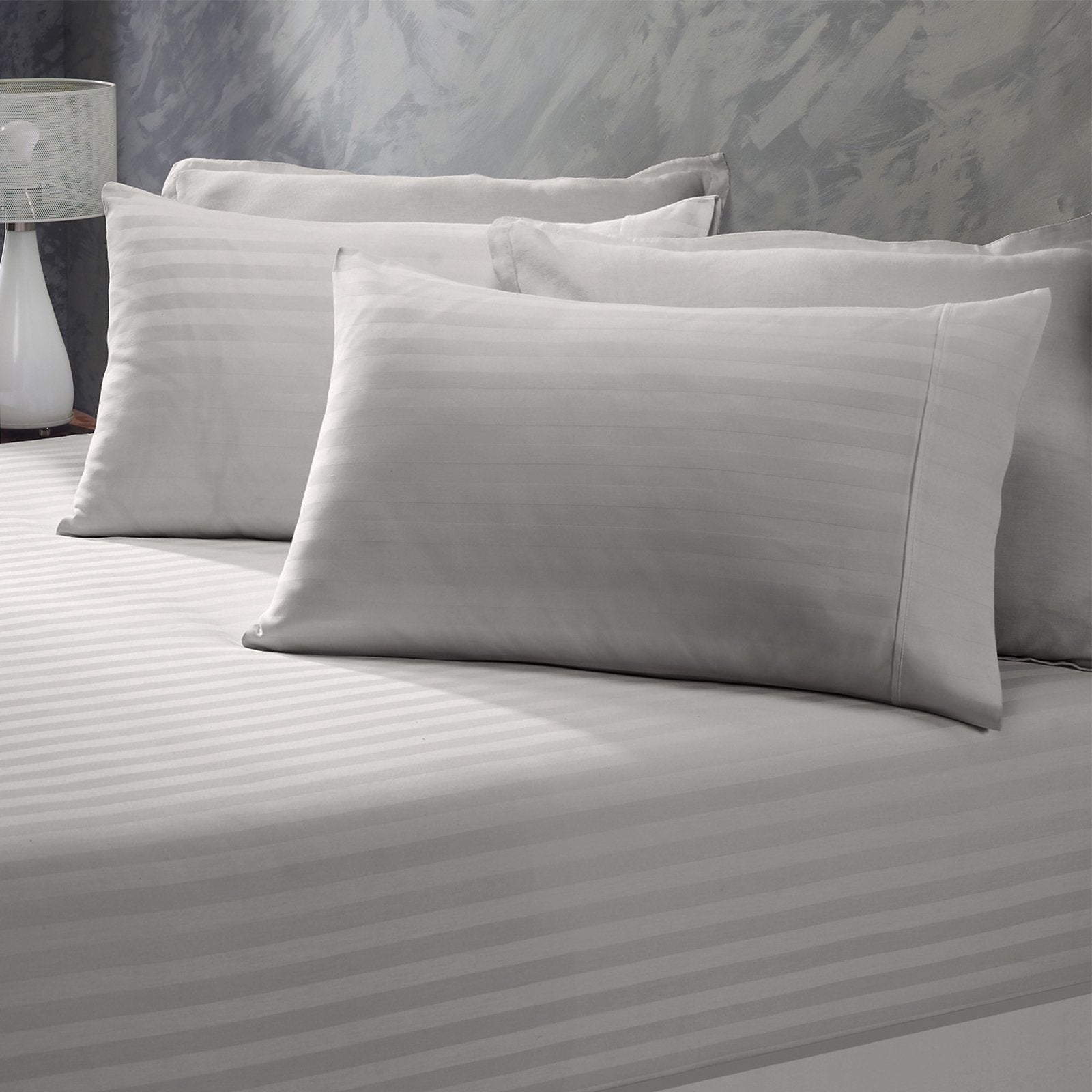 Royal Comfort 1200 Thread Count 3 Piece Combo Set 100% Egyptian Cotton Striped Double Silver - Bedzy Australia