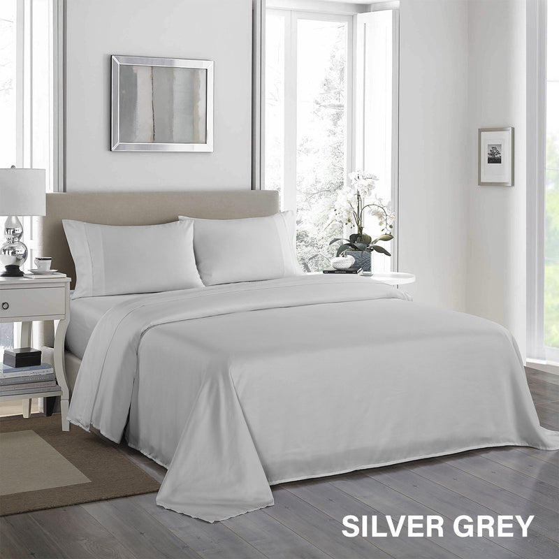 Royal Comfort 1200 Thread Count Sheet Set 4 Piece Ultra Soft Satin Weave Finish King Silver - Bedzy Australia - Home & Garden > Bedding
