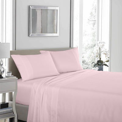 Royal Comfort 1200 Thread Count Sheet Set 4 Piece Ultra Soft Satin Weave Finish King Soft Pink - Bedzy Australia