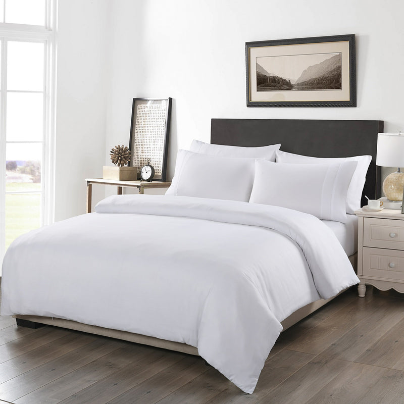 Royal Comfort 1200TC 6 Piece Fitted Sheet Quilt Cover & Pillowcase Set UltraSoft Queen White - Bedzy Australia - Home & Garden > Bedding