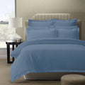 1200TC Quilt Cover Set Damask Cotton Blend Luxury Sateen Bedding King Blue Fog