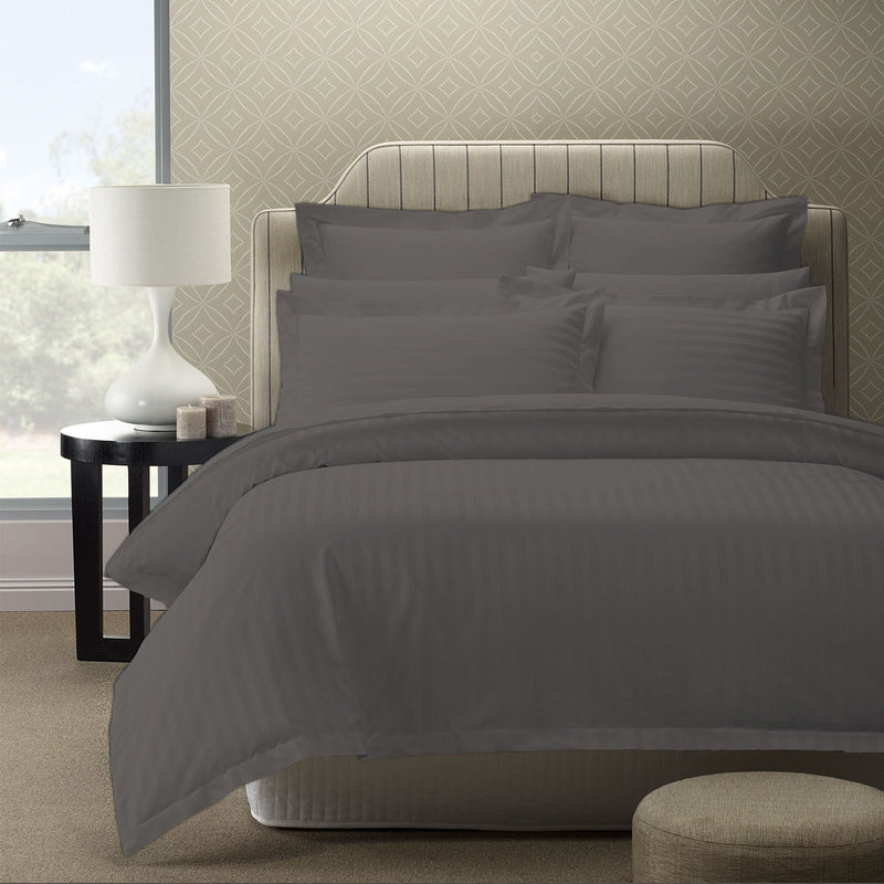 Royal Comfort 1200TC Quilt Cover Set Damask Cotton Blend Luxury Sateen Bedding King Charcoal Grey - Bedzy Australia