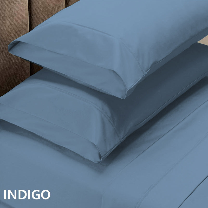Royal Comfort 1500 Thread Count Cotton Rich Sheet Set 4 Piece Ultra Soft Bedding Double Indigo - Bedzy Australia - Home & Garden > Bedding