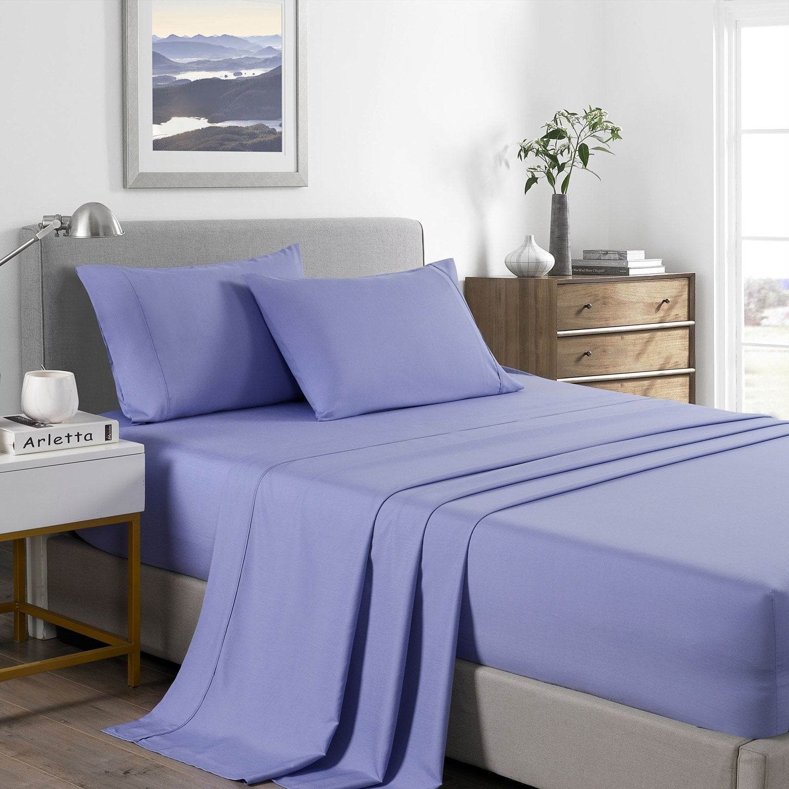 Royal Comfort 2000 Thread Count Bamboo Cooling Sheet Set Ultra Soft Bedding King Mid Blue - Bedzy Australia
