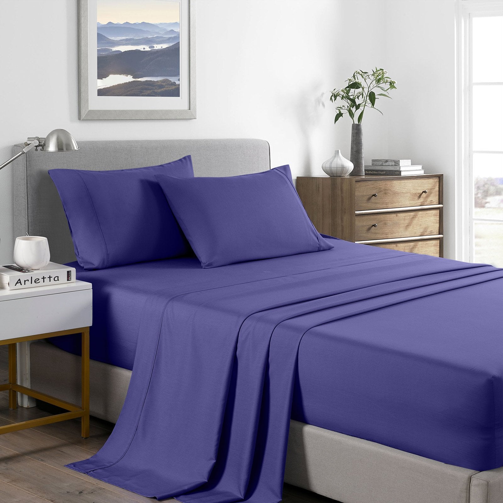 Royal Comfort 2000 Thread Count Bamboo Cooling Sheet Set Ultra Soft Bedding King Royal Blue - Bedzy Australia