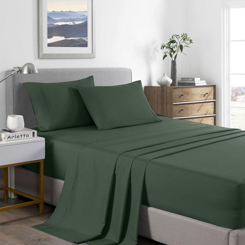 Royal Comfort 2000 Thread Count Bamboo Cooling Sheet Set Ultra Soft Bedding Queen Olive - Bedzy Australia