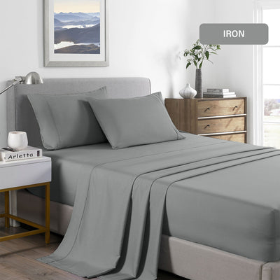 Royal Comfort 2000 Thread Count Bamboo Cooling Sheet Set Ultra Soft Bedding Single Mid Grey - Bedzy Australia