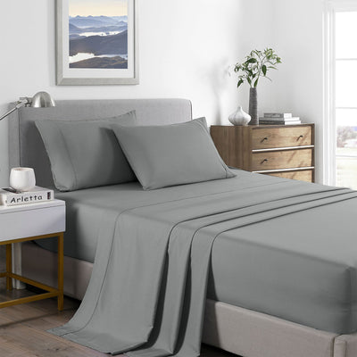 Royal Comfort 2000 Thread Count Bamboo Cooling Sheet Set Ultra Soft Bedding Single Mid Grey - Bedzy Australia
