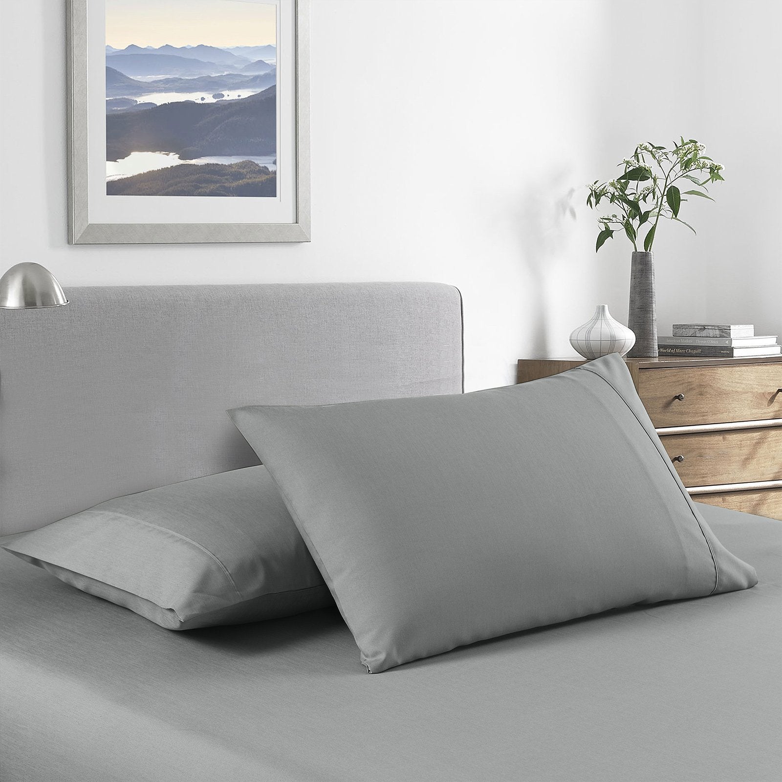 Royal Comfort 2000 Thread Count Bamboo Cooling Sheet Set Ultra Soft Bedding Single Mid Grey - Bedzy Australia