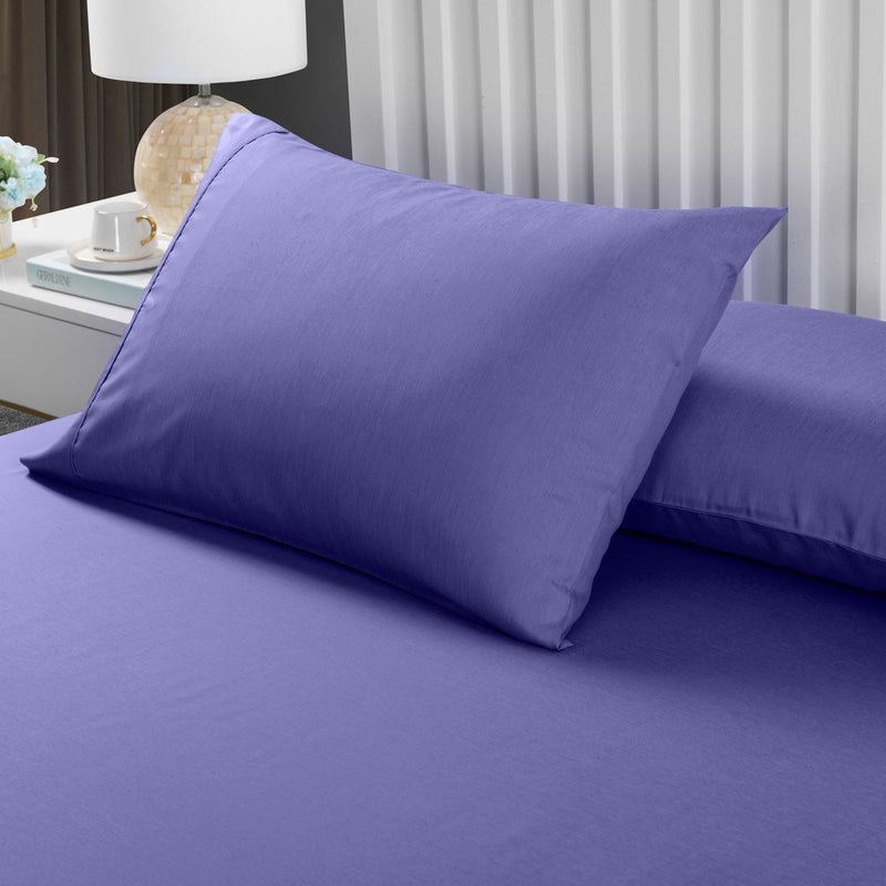 Royal Comfort 2000TC 3 Piece Fitted Sheet and Pillowcase Set Bamboo Cooling Double Royal Blue - Bedzy Australia