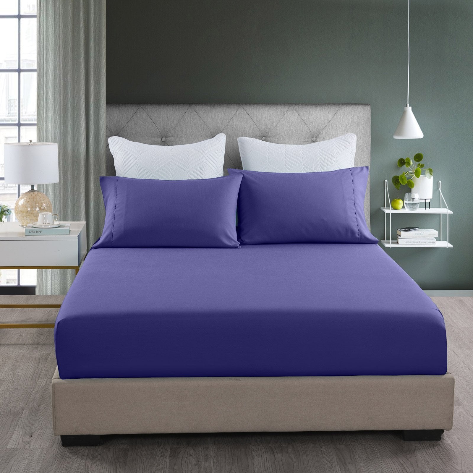 Royal Comfort 2000TC 3 Piece Fitted Sheet and Pillowcase Set Bamboo Cooling Double Royal Blue - Bedzy Australia