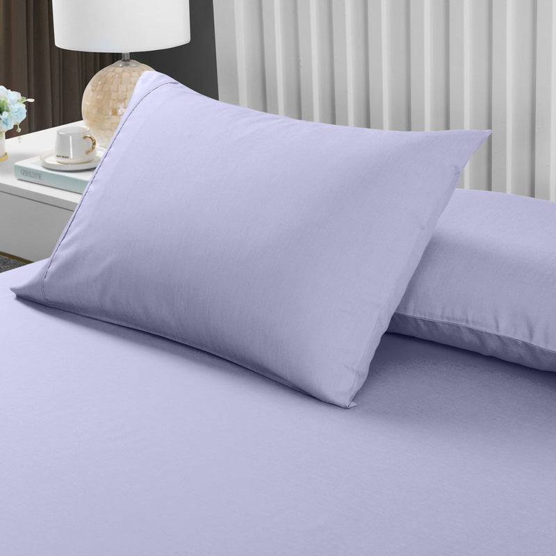 Royal Comfort 2000TC 3 Piece Fitted Sheet and Pillowcase Set Bamboo Cooling King Lilac Grey - Bedzy Australia