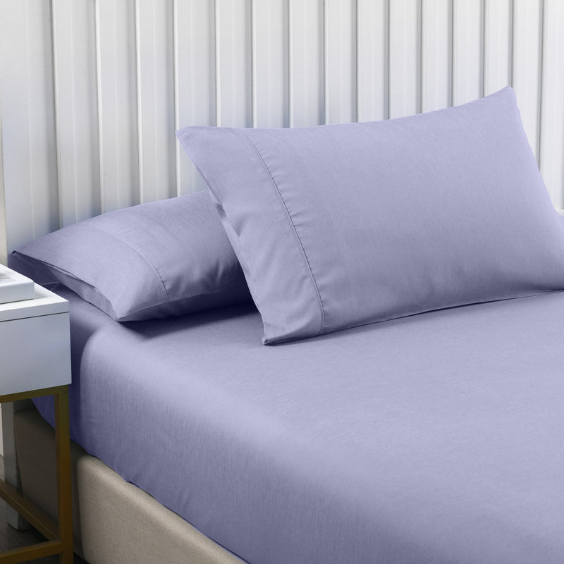 Royal Comfort 2000TC 3 Piece Fitted Sheet and Pillowcase Set Bamboo Cooling King Lilac Grey - Bedzy Australia - Home & Garden > Bedding