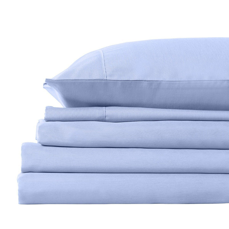 Royal Comfort 2000TC 3 Piece Fitted Sheet and Pillowcase Set Bamboo Cooling Queen Light Blue - Bedzy Australia