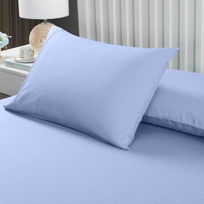 Royal Comfort 2000TC 3 Piece Fitted Sheet and Pillowcase Set Bamboo Cooling Queen Light Blue - Bedzy Australia