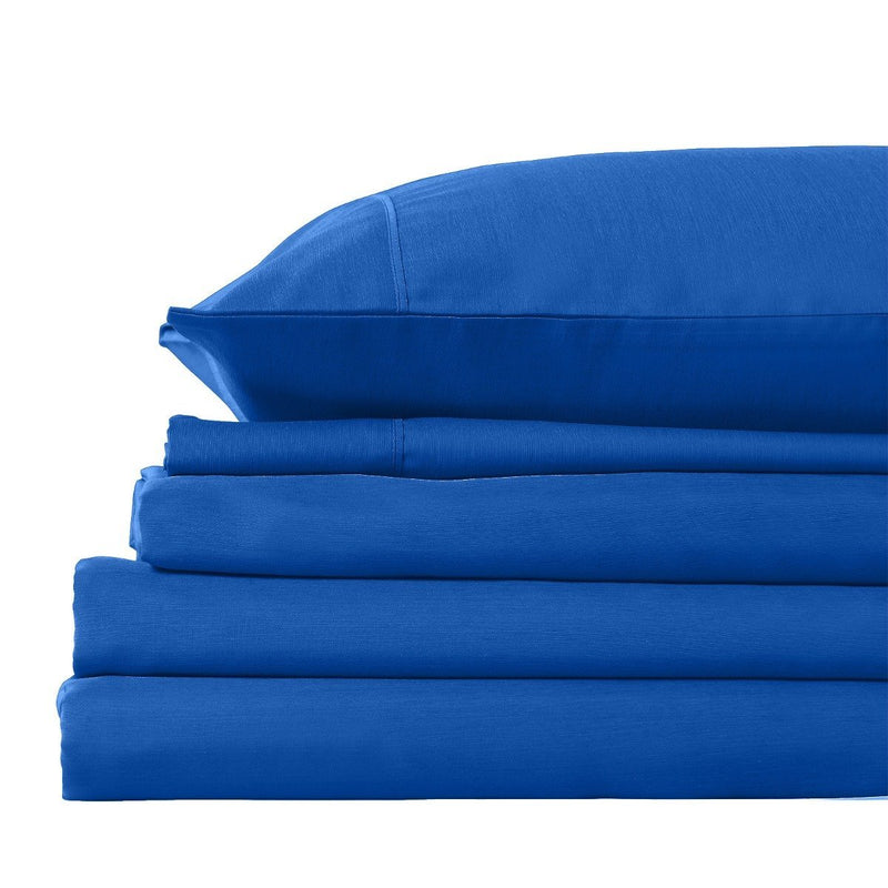 Royal Comfort 2000TC 3 Piece Fitted Sheet and Pillowcase Set Bamboo Cooling Queen Royal Blue - Bedzy Australia