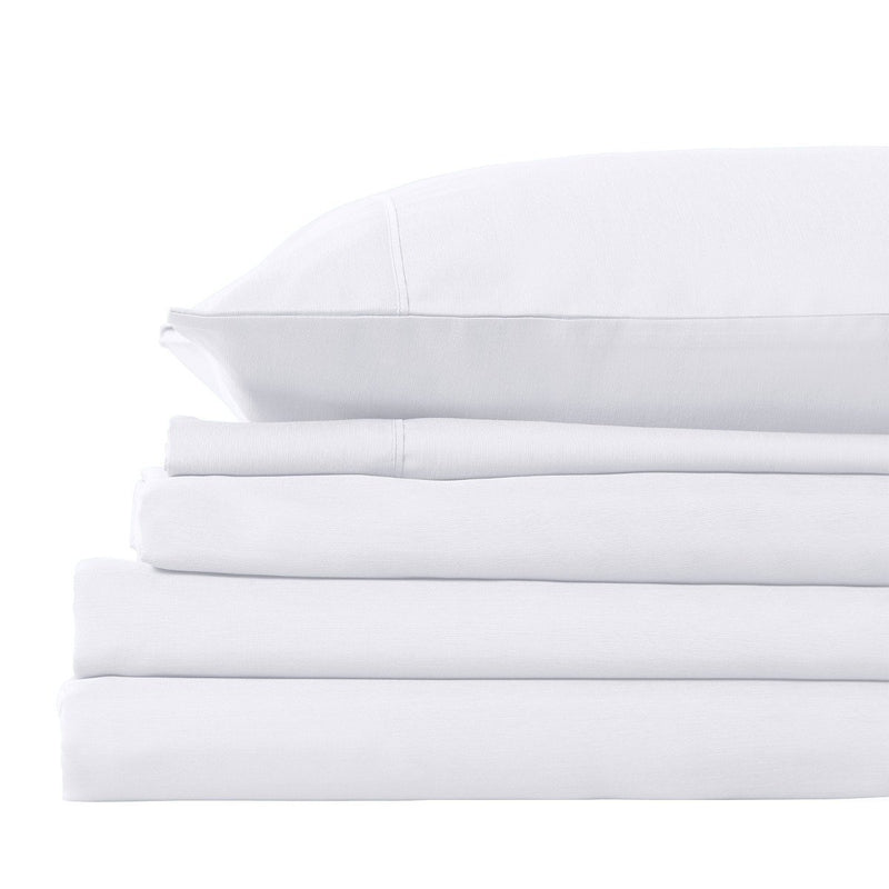 Royal Comfort 2000TC 3 Piece Fitted Sheet and Pillowcase Set Bamboo Cooling Queen White - Bedzy Australia